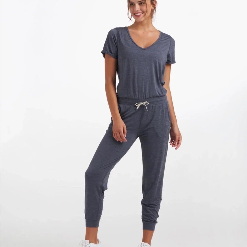 Vuori All Day Jumpsuit Azure Heather Blue Gray Size M